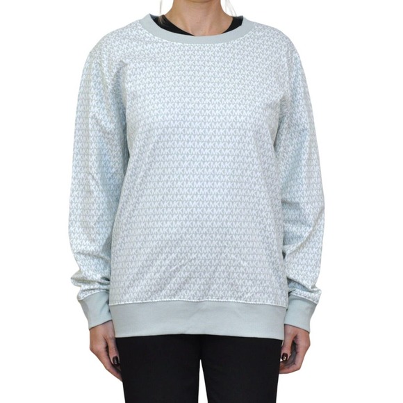 Michael Kors Unisex Crew Neck Sweatshirt Sweater Cotton Blend Top Pale Jade Nwt - Picture 1 of 4